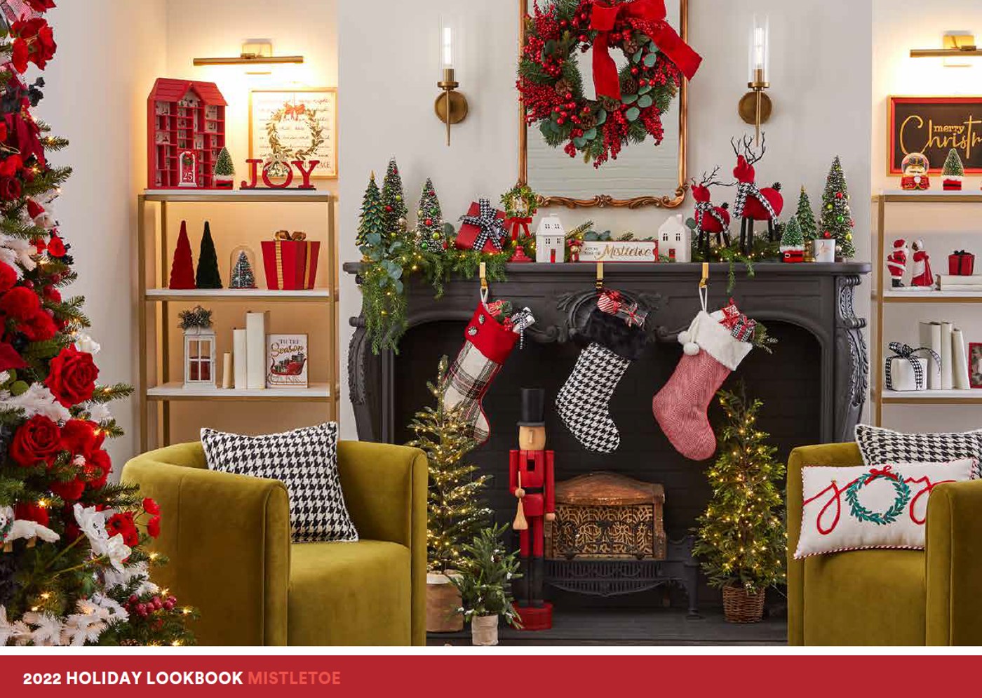 Michaels 2022 Holiday Lookbook, Mistletoe collection mantel styling
